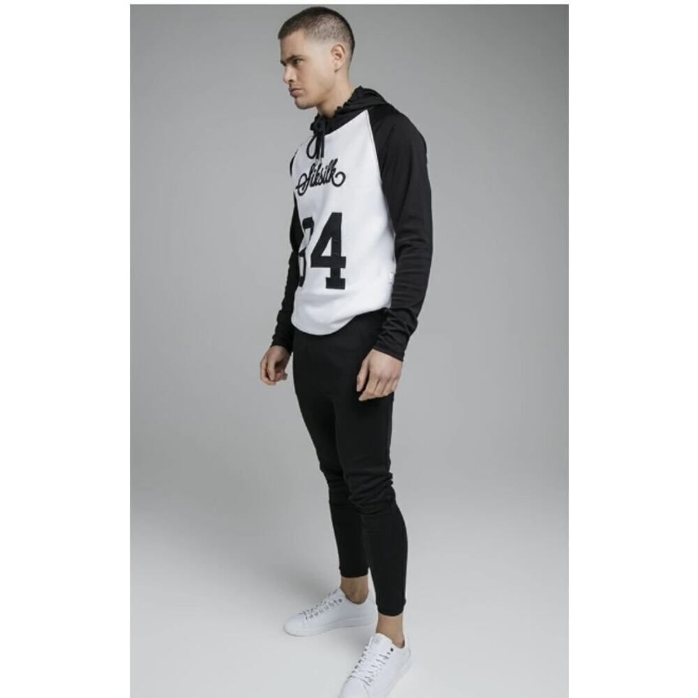Siksilk White Black Overhead Retro Sports Hoodie Men's Size Medium NWT